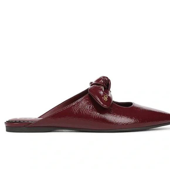 NEW!! Sam & Libby pointed toe bow mules in plum/burgundy faux leather - Picture 7 of 12